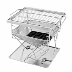 Grillz Camping Fire Pit BBQ Portable Folding Stainless Steel Stove Outdoor Pits