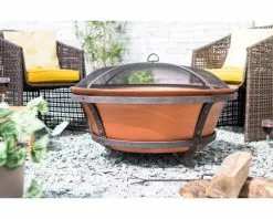 Brushed Copper Cast Iron Fire Pit -Outdoor Living Sales Store SOHCICOPFPG 03