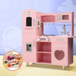 Keezi Kids Wooden Kitchen Play Set With Cooking Food Sets Pink 13 Keezi Kids Wooden Kitchen Play Set With Cooking Food Sets Pink -Outdoor Living Sales Store SczQ 8qClDBEa1HvnrsHVLJQ0