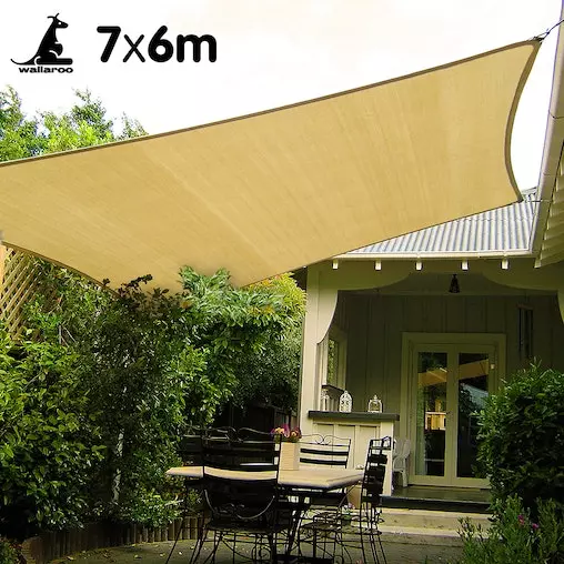 Wallaroo Rectangular Shade Sail 7m X 6m - Sand 2 Wallaroo Rectangular Shade Sail 7m X 6m - Sand - Image 2