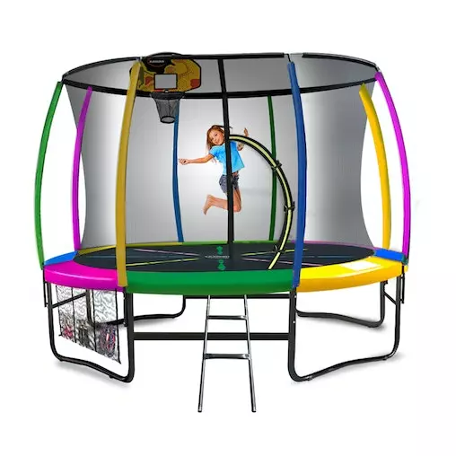 Kahuna Trampoline 16ft With Basketball Set - Rainbow 1 Kahuna Trampoline 16ft With Basketball Set - Rainbow