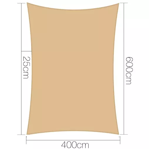 Instahut Sun Shade Sail Cloth Shadecloth Outdoor Canopy Rectangle 280gsm 4x6m Sand 2 Instahut Sun Shade Sail Cloth Shadecloth Outdoor Canopy Rectangle 280gsm 4x6m Sand - Image 2