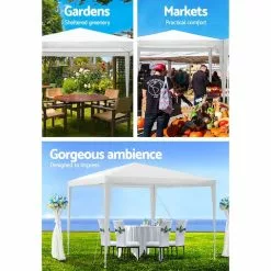 Instahut Outdoor Pop Up Gazebo 3x3 - White -Outdoor Living Sales Store Uf48C4pb7WVdiUAnizsX Lvbc