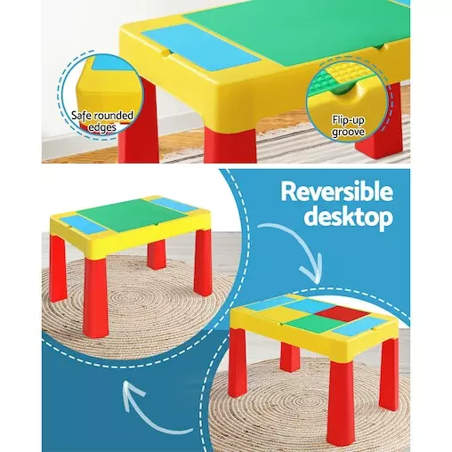 Keezi 3-Piece Kids Table And Chairs Set 2-in-1 Building Block Desk 5 Keezi 3-Piece Kids Table And Chairs Set 2-in-1 Building Block Desk - Image 5