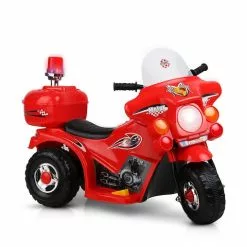 Kids Ride On Car Police Patrol Motorcycle Electric Motorbike Toy Bike Cars Battery Children Toys Red 6V For Boys Girls Rigo