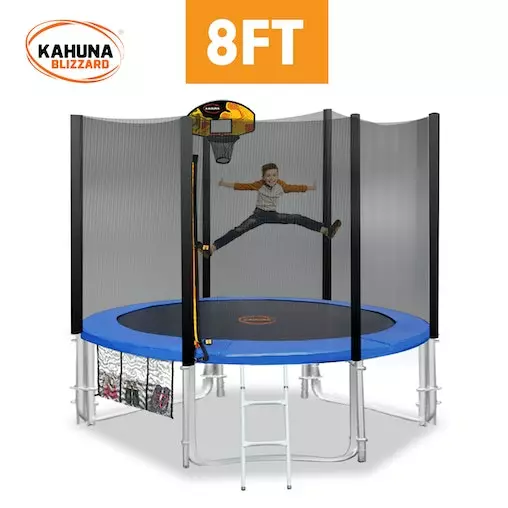 Kahuna Blizzard 8ft Trampoline With Basketball Set - Blue 3 Kahuna Blizzard 8ft Trampoline With Basketball Set - Blue - Image 3