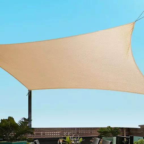 Instahut Waterproof Shade Sail Cloth Shadecloth Rectangle Sand Sun Canopy 4x5m 7 Instahut Waterproof Shade Sail Cloth Shadecloth Rectangle Sand Sun Canopy 4x5m - Image 7