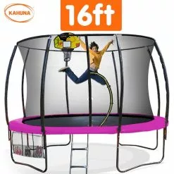 Trampoline 16ft Kahuna With Basketball Set - Pink -Outdoor Living Sales Store W54QuAPaygY1re9QM5ZT8YFZI