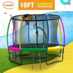 Kahuna Trampoline 10 Ft With Basketball Set - Rainbow -Outdoor Living Sales Store WgMDk 1pboaTBvtPn t9ALkhU