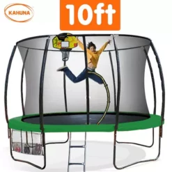 Trampoline Kahuna 10ft With Basketball Set - Green -Outdoor Living Sales Store WnXeZIFFY3zq4wGkUWYT9rQwI