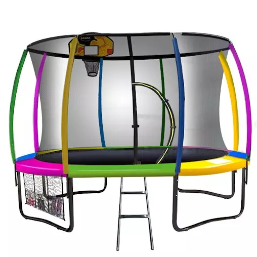 Kahuna Trampoline 12 Ft With Basketball Set - Rainbow 1 Kahuna Trampoline 12 Ft With Basketball Set - Rainbow