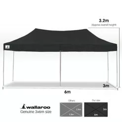 Gazebo Tent Marquee 3x6m PopUp Outdoor Wallaroo Black -Outdoor Living Sales Store Y1YMuDf3MAhlPuK3qad1mmWGI
