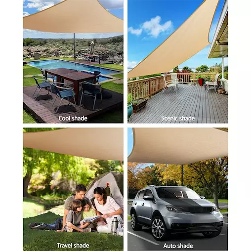 Instahut Waterproof Shade Sail Cloth Shadecloth Rectangle Sand Sun Canopy 4x5m 4 Instahut Waterproof Shade Sail Cloth Shadecloth Rectangle Sand Sun Canopy 4x5m - Image 4