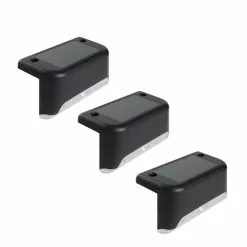 Lenoxx 3-Piece Solar Deck Lights Set, Wireless, Waterproof, Warm White Light
