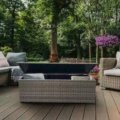 Arcadia Furniture Outdoor Rattan Storage Box Garden Toy Tools Shed UV Resistant Oatmeal