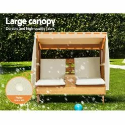 Keezi Kids Outdoor Double Wooden Lounge Chair With Canopy -Outdoor Living Sales Store aUjlu3VgaN VkmWMoFQbKvZx0