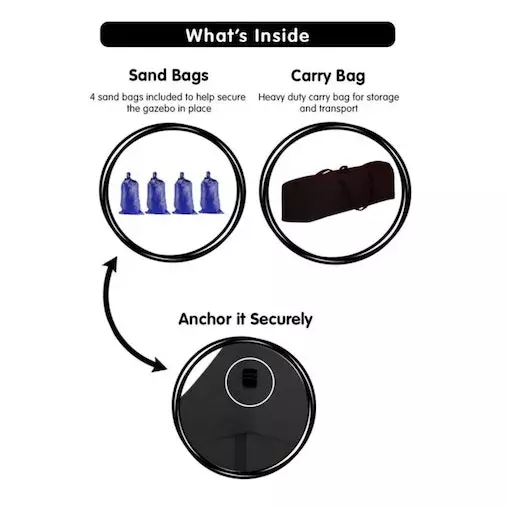 Gazebo Tent Marquee 3x4.5m PopUp Outdoor Wallaroo Black 8 Gazebo Tent Marquee 3x4.5m PopUp Outdoor Wallaroo Black - Image 8