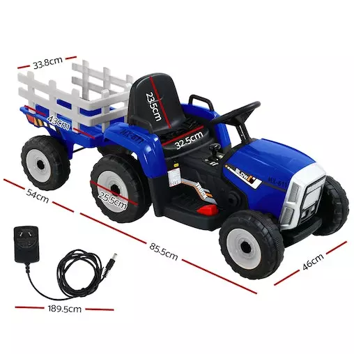 Rigo Ride On Car Tractor Trailer Toy Kids Electric Cars 12V Battery Blue 2 Rigo Ride On Car Tractor Trailer Toy Kids Electric Cars 12V Battery Blue - Image 2
