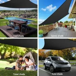 Instahut Sun Shade Sail Cloth Shadecloth Outdoor Canopy Rectangle 280gsm 5x7m Black 10 Instahut Sun Shade Sail Cloth Shadecloth Outdoor Canopy Rectangle 280gsm 5x7m Black -Outdoor Living Sales Store b6gpJhZ6qyRbRGCJ33WVEZSuY