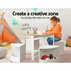 Keezi 5 PCS Kids Table And Chairs Set Storage Play Desk -Outdoor Living Sales Store bEtVd x6M4LfMhEBs4mNDXZHk