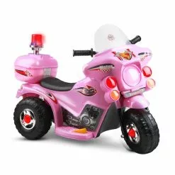 Kids Ride On Car Police Patrol Motorcycle Electric Motorbike Girls Toy Bike Cars Battery Children Toys Pink 6V Rigo