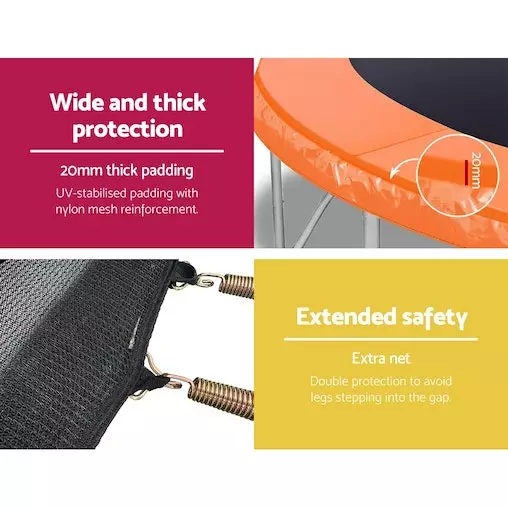 Everfit 8FT Trampoline Round Trampolines Kids Present Gift Enclosure Safety Net Pad Outdoor Orange 4 Everfit 8FT Trampoline Round Trampolines Kids Present Gift Enclosure Safety Net Pad Outdoor Orange - Image 4