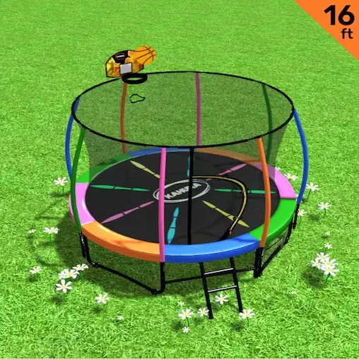Kahuna Trampoline 16ft With Basketball Set - Rainbow 2 Kahuna Trampoline 16ft With Basketball Set - Rainbow - Image 2