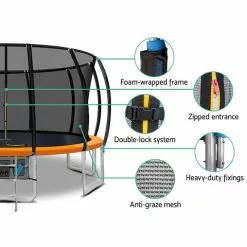 Everfit 16FT Trampoline Round Trampolines With Basketball Hoop Kids Present Gift Enclosure Safety Net Pad Outdoor Orange -Outdoor Living Sales Store c5dtUeO7VMh4xEoq NoQOJVQo