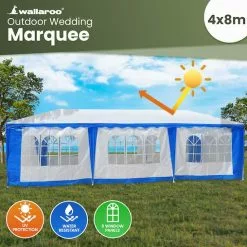 Wallaroo 4x8 Outdoor Event Wedding Marquee Tent Blue+White 17 Wallaroo 4x8 Outdoor Event Wedding Marquee Tent Blue+White -Outdoor Living Sales Store cuZirh7phyr4knO154F96f WM