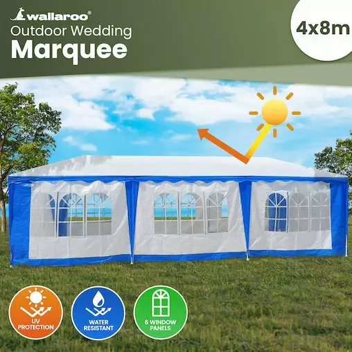 Wallaroo 4x8 Outdoor Event Wedding Marquee Tent Blue+White 9 Wallaroo 4x8 Outdoor Event Wedding Marquee Tent Blue+White - Image 9
