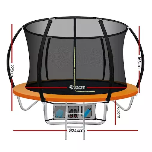 Everfit 8FT Trampoline Round Trampolines Kids Present Gift Enclosure Safety Net Pad Outdoor Orange 2 Everfit 8FT Trampoline Round Trampolines Kids Present Gift Enclosure Safety Net Pad Outdoor Orange - Image 2
