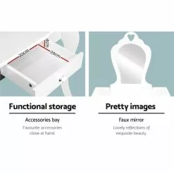 Keezi Kids Vanity Dressing Table Stool Set Mirror Drawer Children Makeup White -Outdoor Living Sales Store d8qfy81xd7XBiM2kUpOhP6KZE
