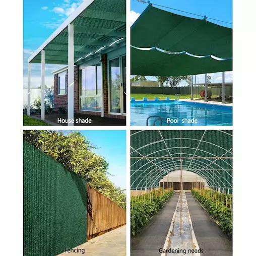 Instahut Sun Shade Cloth Shadecloth Sail Roll Mesh Outdoor 50% UV 1.83x50m Green 4 Instahut Sun Shade Cloth Shadecloth Sail Roll Mesh Outdoor 50% UV 1.83x50m Green - Image 4