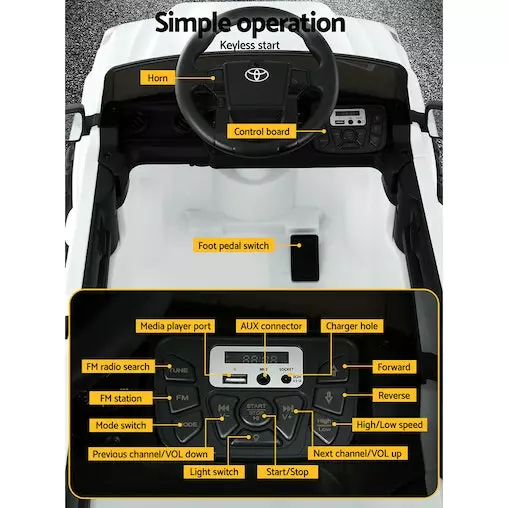 Rigo Toyota Ride On Car Kids Electric Off Road Tacoma Jeep White 4 Rigo Toyota Ride On Car Kids Electric Off Road Tacoma Jeep White - Image 4