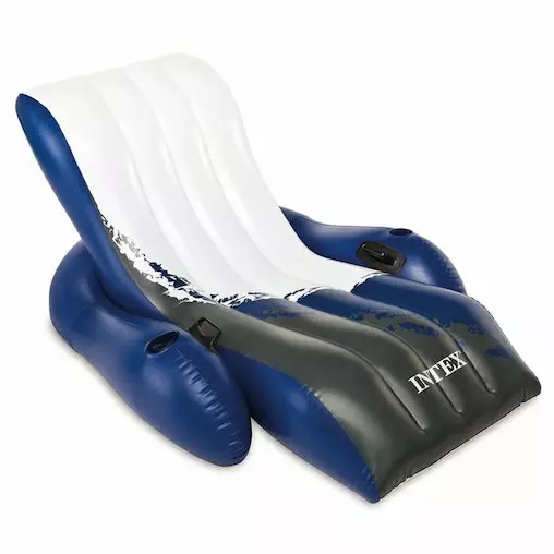 Intex 180cm Inflatable Floating Recliner Lounge Swimming Pool Float 15y+ Blue 1 Intex 180cm Inflatable Floating Recliner Lounge Swimming Pool Float 15y+ Blue