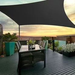 Instahut Sun Shade Sail Cloth Shadecloth Outdoor Canopy Rectangle 280gsm 6x8m Black -Outdoor Living Sales Store hnLHNUOA0CpKT4WUBYScNPa U