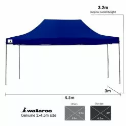 Gazebo Tent Marquee 3x4.5m PopUp Outdoor Wallaroo Blue -Outdoor Living Sales Store idok02i tWrv5BApvtAtR7Io