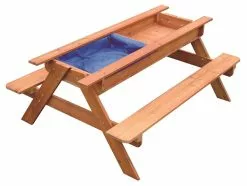 Keezi Kids Timber Picnic And Play Table With Sand And Water Play Box