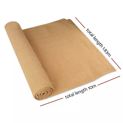 Instahut 90% Sun Shade Cloth Shadecloth Sail Roll Mesh Outdoor 195gsm 1.83x10m Beige 2 Instahut 90% Sun Shade Cloth Shadecloth Sail Roll Mesh Outdoor 195gsm 1.83x10m Beige - Image 2