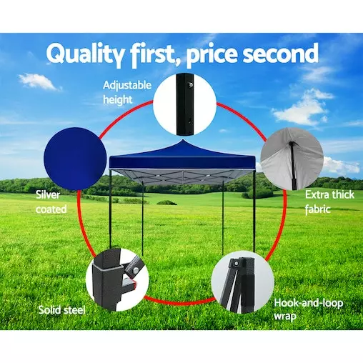 Instahut Gazebo Pop Up Marquee 3x3 Tent Folding Gazebos 6 Instahut Gazebo Pop Up Marquee 3x3 Tent Folding Gazebos - Image 6