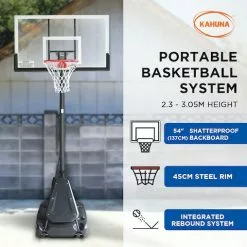 Kahuna Portable Basketball Hoop System 2.3 To 3.05m For Kids & Adults -Outdoor Living Sales Store kfzXuzORb3j40F wEIyqRGtr8