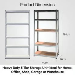 Kartrite 5 Shelf Adjustable Storage Rack Work Table Galvanized Steel 180x90cm -Outdoor Living Sales Store kgd3DX5oi7l1DKyV VJp4EnYI