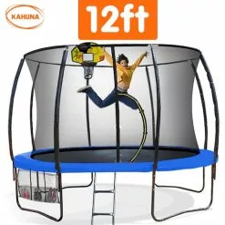 Trampoline Kahuna 12ft With Basketball Set - Blue -Outdoor Living Sales Store kyNanow92TmaLpG8pZMX2UiVo