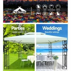 Instahut Gazebo Marquee Tent Wedding Gazebos White 4x3m -Outdoor Living Sales Store l42vQg4iBmWKu9GFNxe4ENJTY