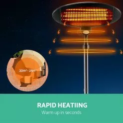 Devanti Electric Patio Heater Outdoor Strip Heater Panel Portable Radiant Halogen Heatstrip Heat Bar Pedestal Stand Indoor Outdoor Heating Black 2000W -Outdoor Living Sales Store ljIyslSbUN2Zqv0DifjxJuFKM