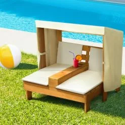 Keezi Kids Outdoor Double Wooden Lounge Chair With Canopy -Outdoor Living Sales Store mbCXEP40sM8wEYyF5oztI1 kA