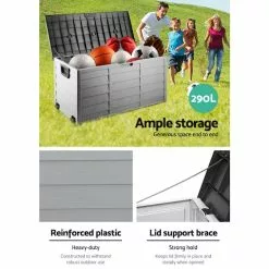 Gardeon 290L Outdoor Storage Box Lockable Cabinet Garden DeckToy Shed Black -Outdoor Living Sales Store ncO6TvlMDY UBRXLjbu8eC828