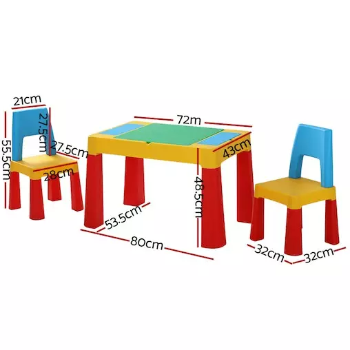 Keezi 3-Piece Kids Table And Chairs Set 2-in-1 Building Block Desk 2 Keezi 3-Piece Kids Table And Chairs Set 2-in-1 Building Block Desk - Image 2