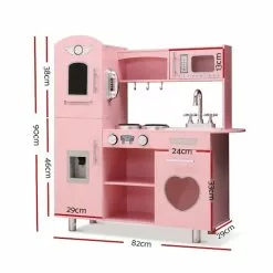 Keezi Kids Kitchen W/ Water Dispenser Phone Pretend Play Set Wooden Toys Cooking Food Childrens - Pink -Outdoor Living Sales Store q2VIFIUPaZImTYwr7KiEs sXM