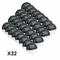 Utmark Round Solar LED Solar Fence Lights X 32 Pack Black